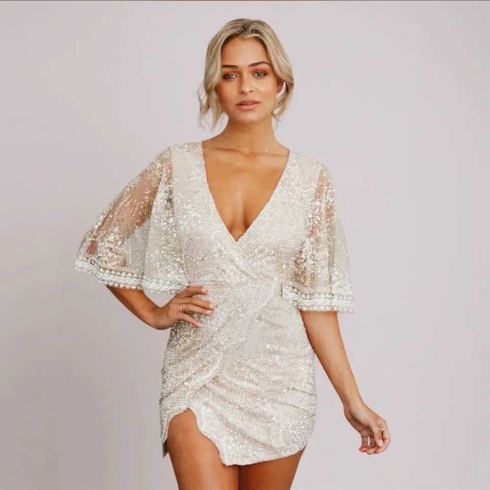 Hello Molly Ivory Sequin Mini Dress